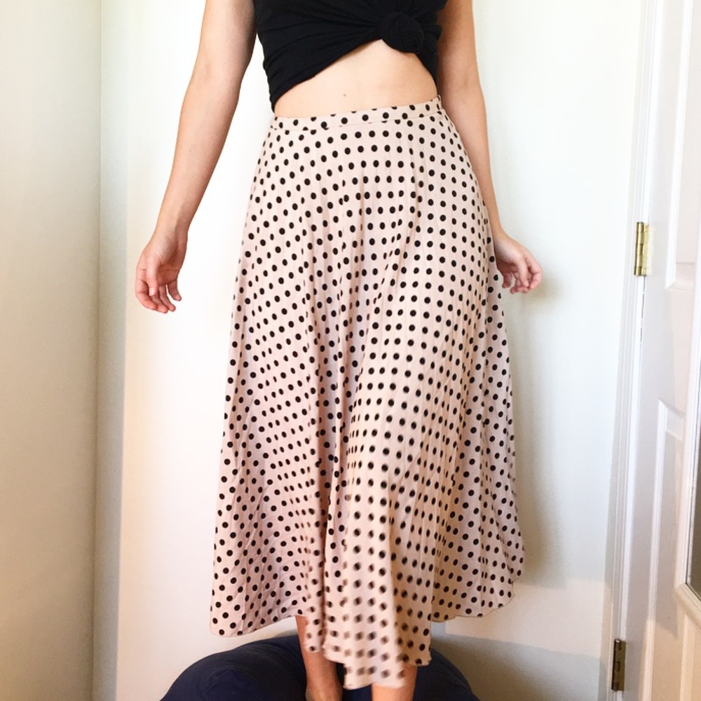 ASOS Pink/beige with Black Dot Maxi Skirt