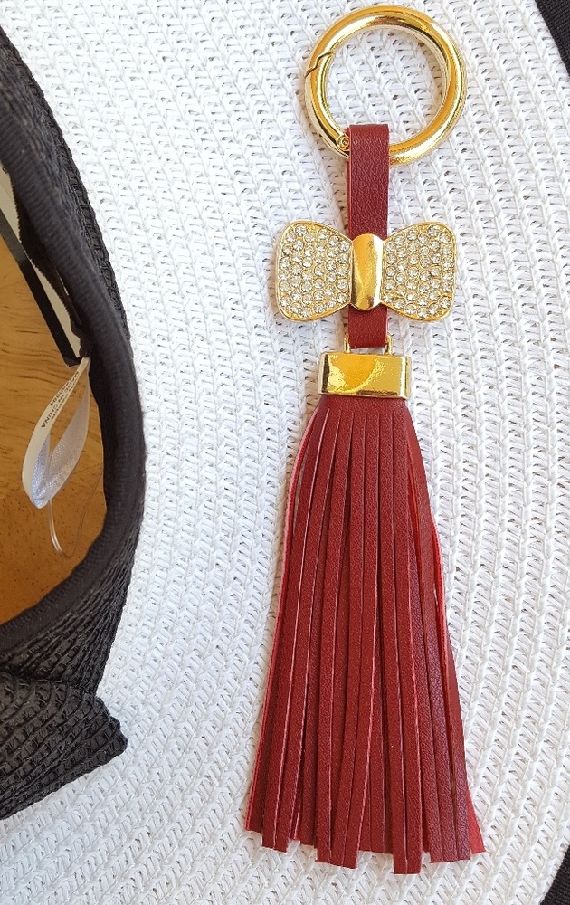 Bow Rhinestone Tassel Keychain