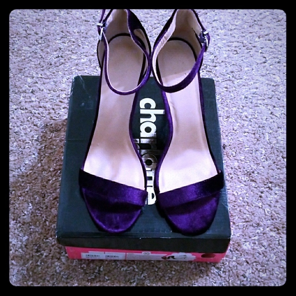 Purple faux velvet two piece sandals