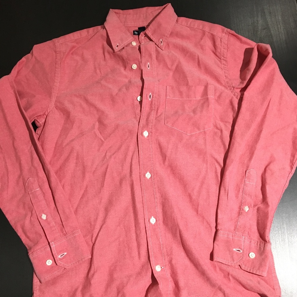 Red button up shirt