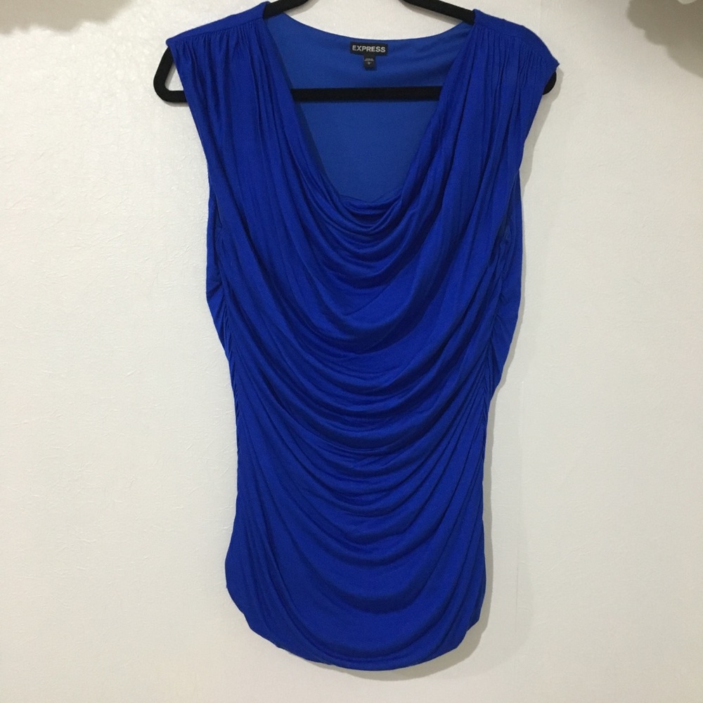 Express sleeveless cowl neck  ruched shirt