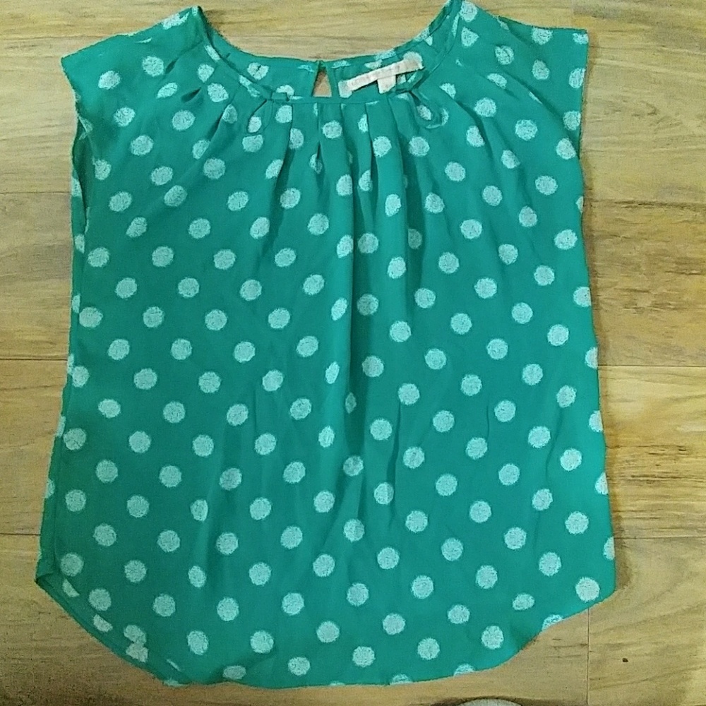 Lauren Conrad Green polka dot work top.