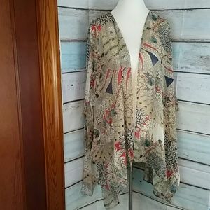 UMGEE Plus Tribal Kimono with Pom Trim