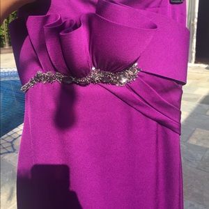 Marchesa Notte fuchsia gown with bead design