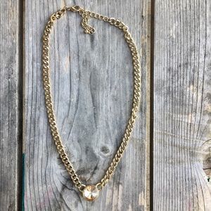 : Gold Color Necklace with Clear Stone :