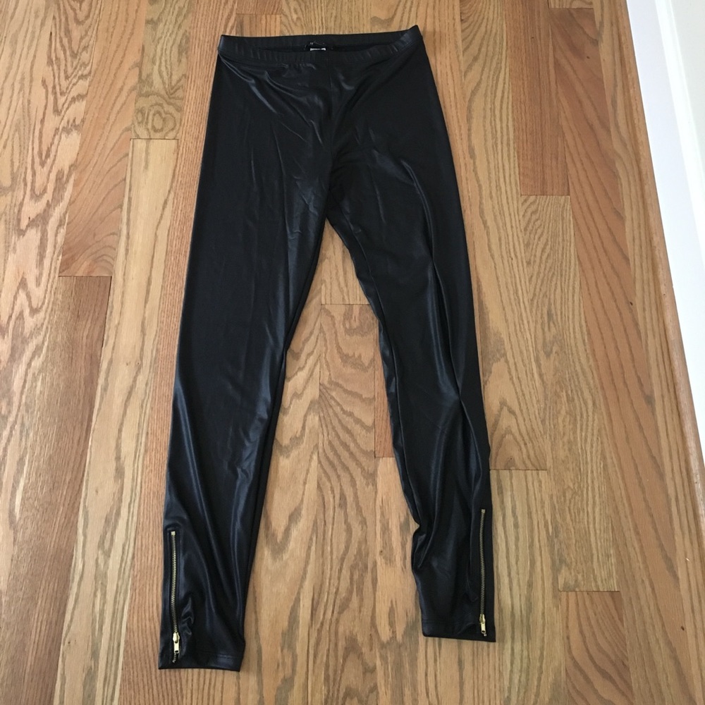 Black leather leggings