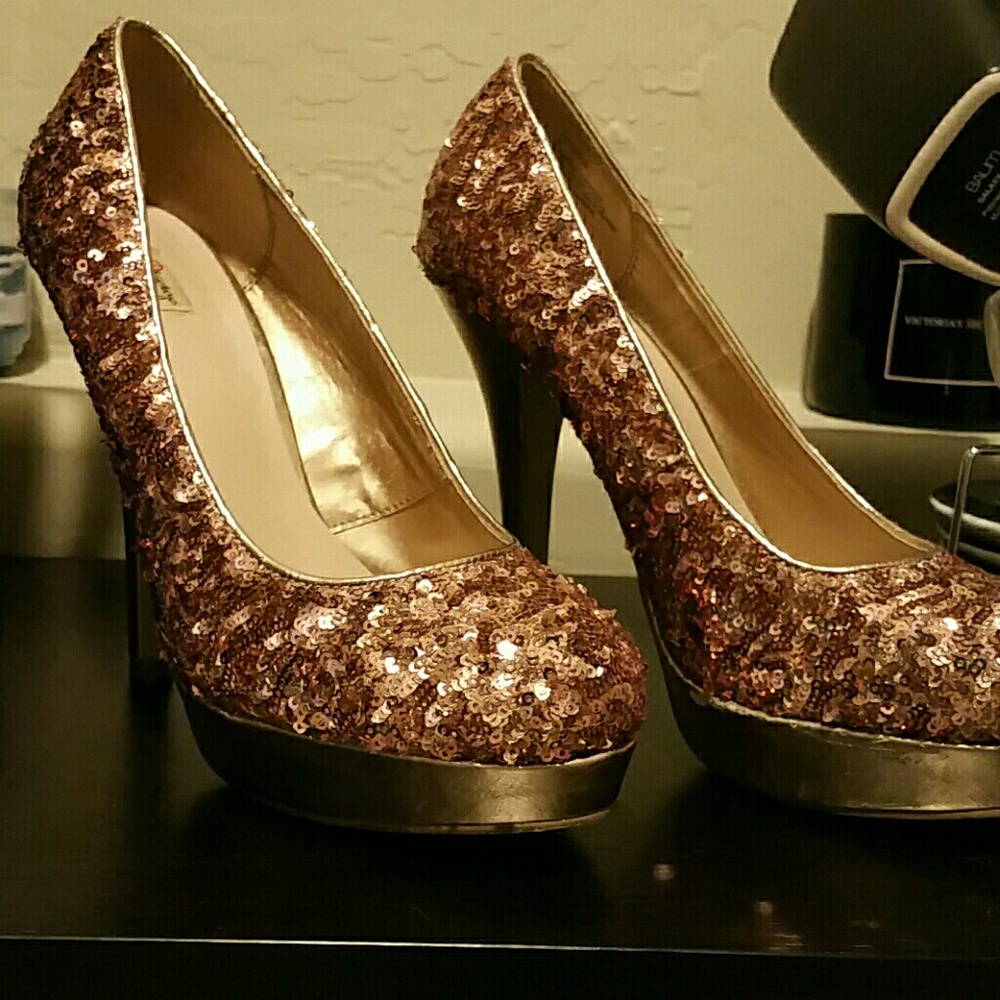 Rose Gold Sequin Heels