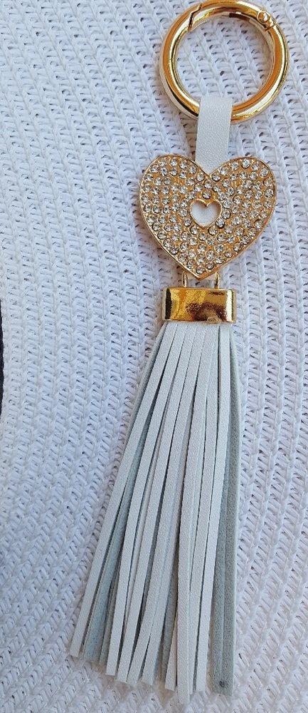 Heart Rhinestone Tassel Keychain