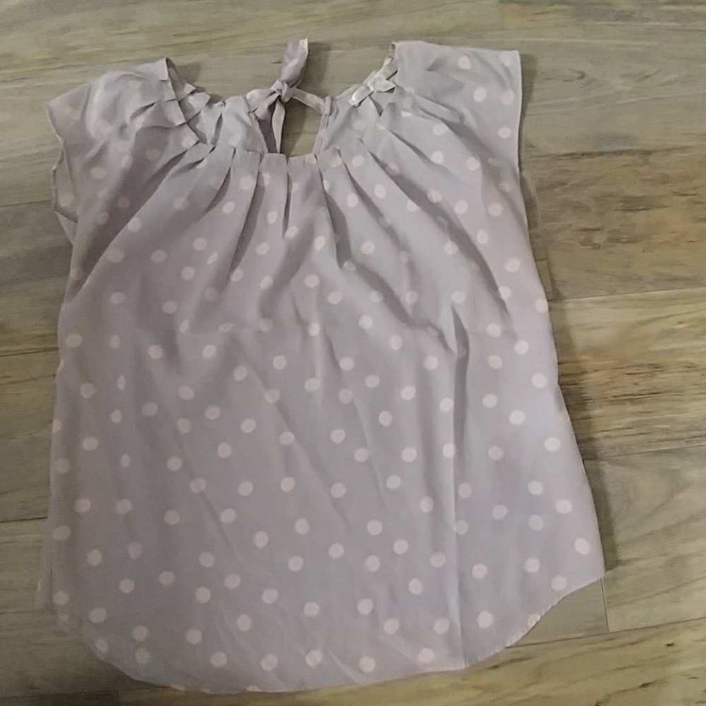Grey and pink polka dot work top