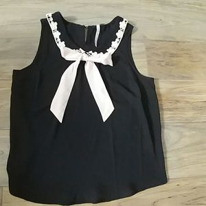 Black work top with pink/ blush colored bow