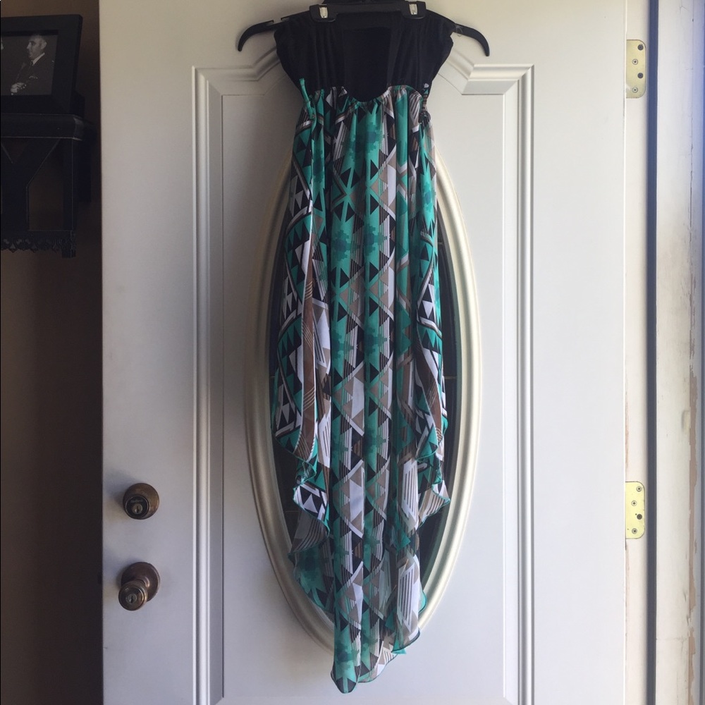 High-Low Aztec Strapless Dress - Picture 4 of 5