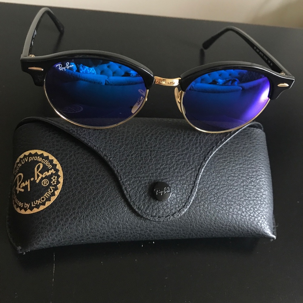 Ray Ban Mirrored Round Clubmaster Sunglasses