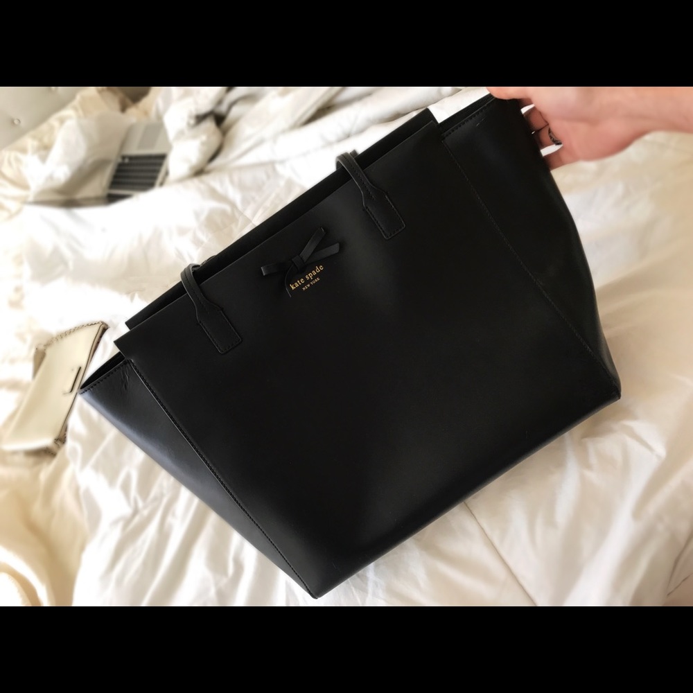 Kate Spade black tote purse with bow