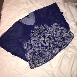 INC Size XL Royal Blue Flowy Dress Shirt