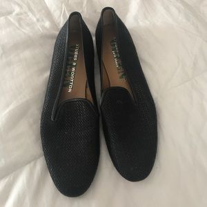 Stubbs & Wooton black woven smokers flats