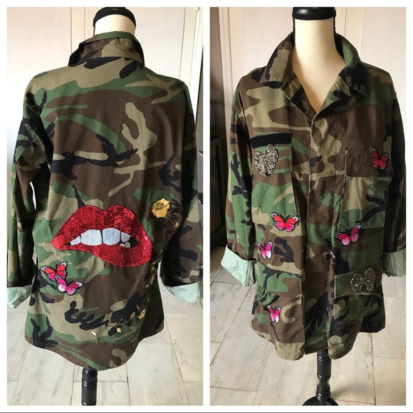 camo jacket with sequins
