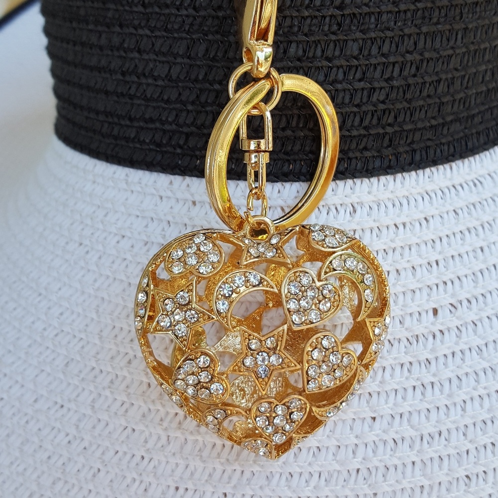 Heart (stars and moon) Rhinestone Keychain