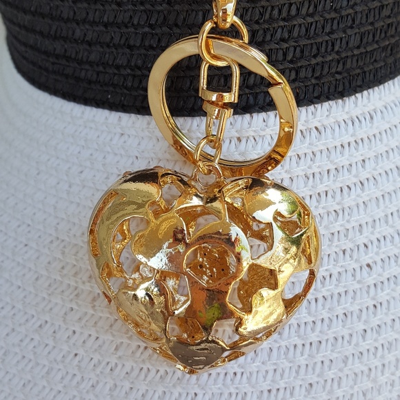 Heart (stars and moon) Rhinestone Keychain - Picture 3 of 4