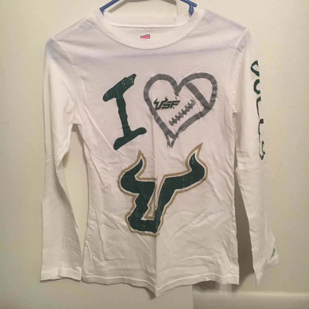 White Long Sleeve USF Bulls T-shirt by: Soffe