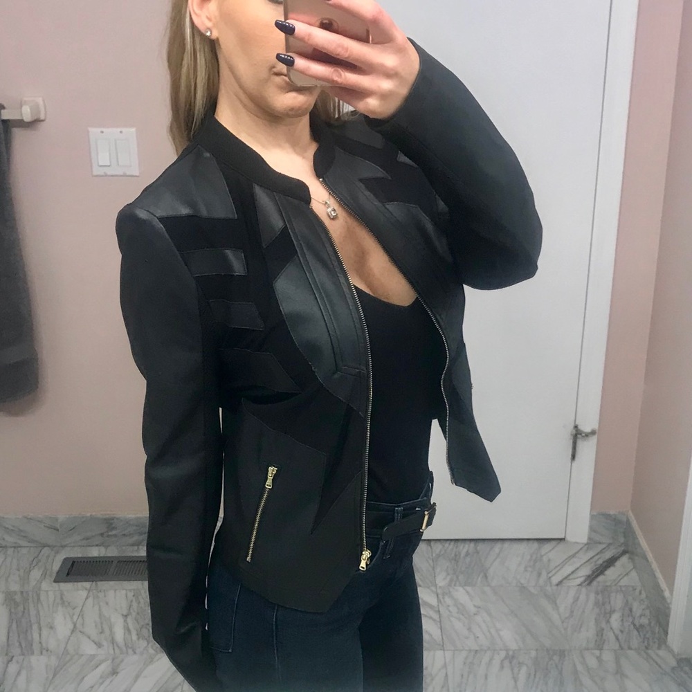 Lightweight Mesh and Faux Leather Jacket