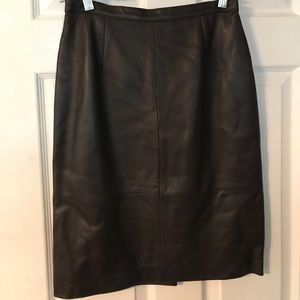 Talbots brown leather pencil skirt