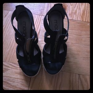Black zip up wedges