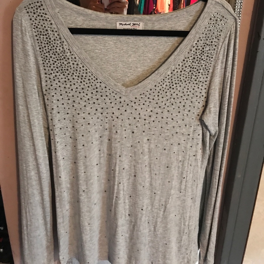 Michael Stars Embellished Knit Grey top WORN ONCE!