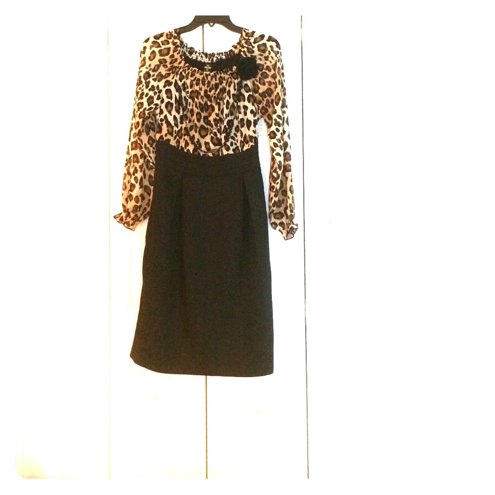Leopard print chiffon upper dress