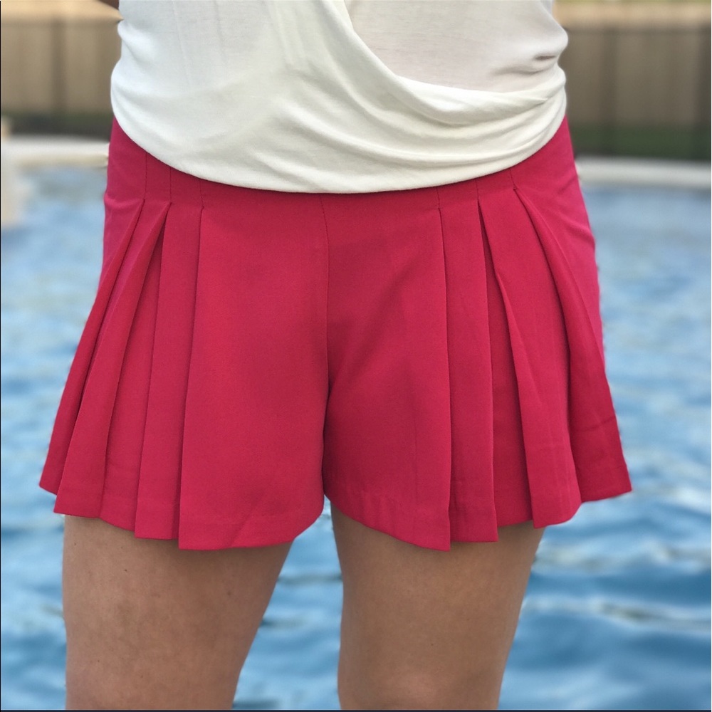 Pleated front shorts