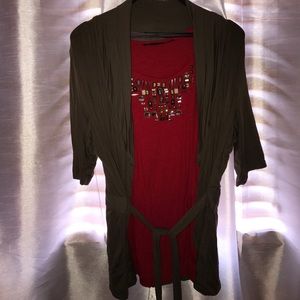 Outback Red from The Limited tank and cardigan set