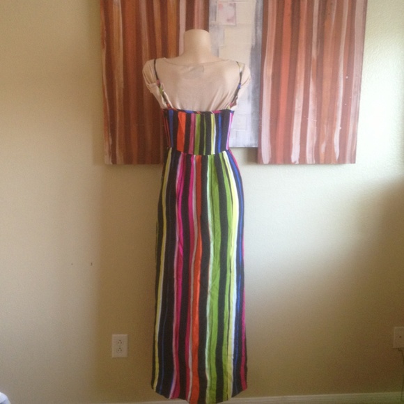 Button up multi color dress with lace insert - Picture 4 of 4