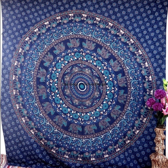 Blue mandala tapestry - Picture 1 of 6