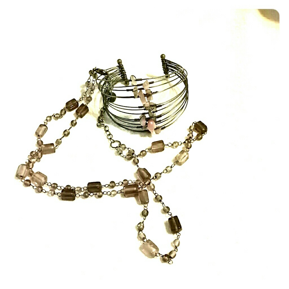 Purple necklace and cuff set