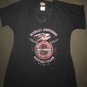 H-D SHORT SLEEVED SHIRT V-NECK