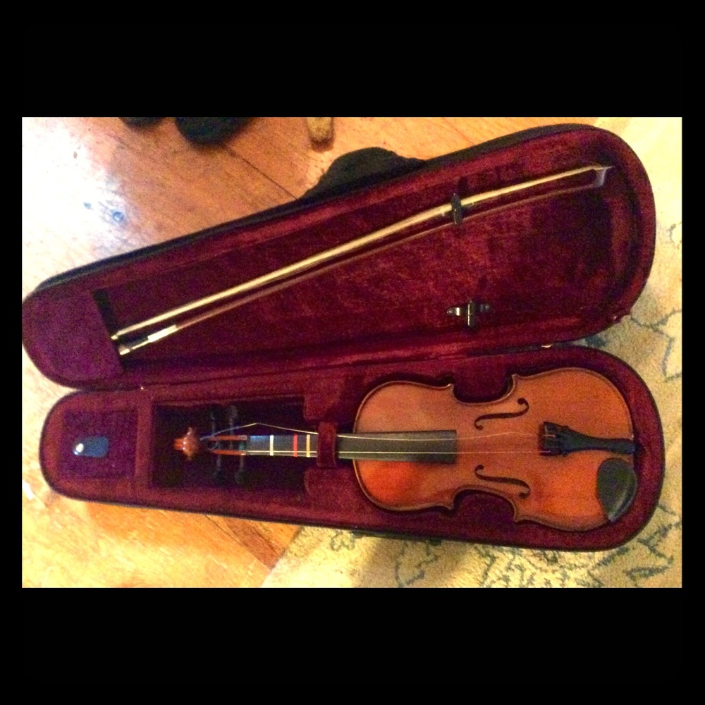 Child's Violin With Case & Bow
