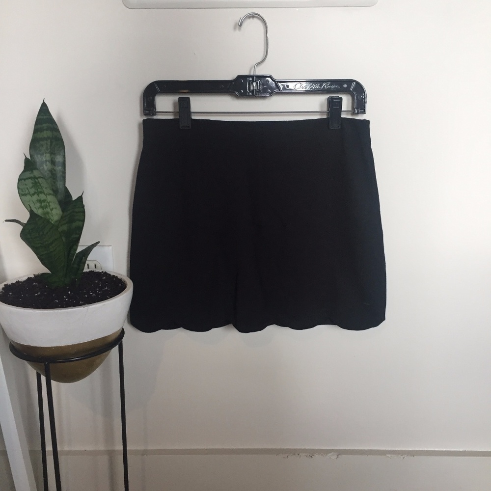 Scalloped Black Mini Skirt