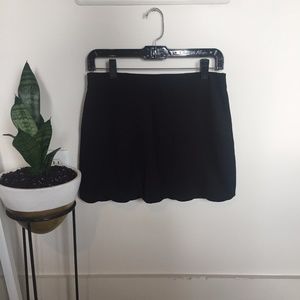 Scalloped Black Mini Skirt