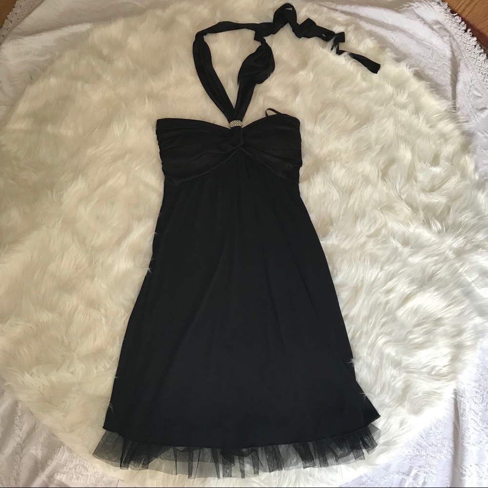 Black halter formal dress