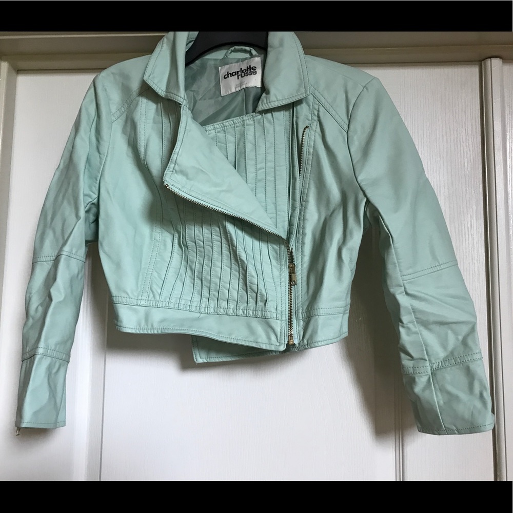 Seafoam Green Faux Leather Jacket