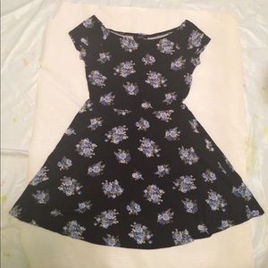 Black Floral Skater Dress