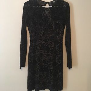 Black Bodycon Dress w/ Velvet Accents - Size M.