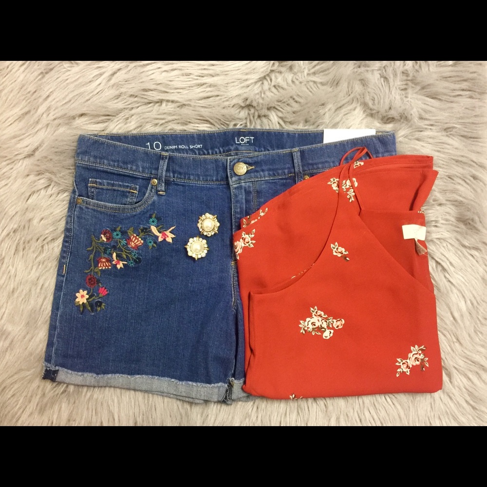 Floral Denim Shorts
