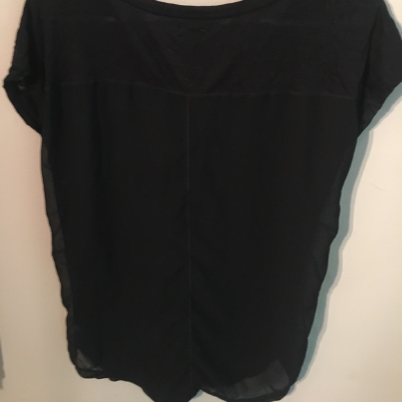 Aerie Black comfortable T shirt with sheer back - Picture 2 of 4