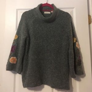 Embroidered Mock-Neck Sweater