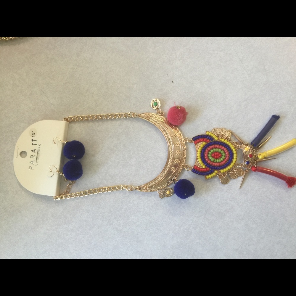 Gold, Red, Yellow and Blue necklace