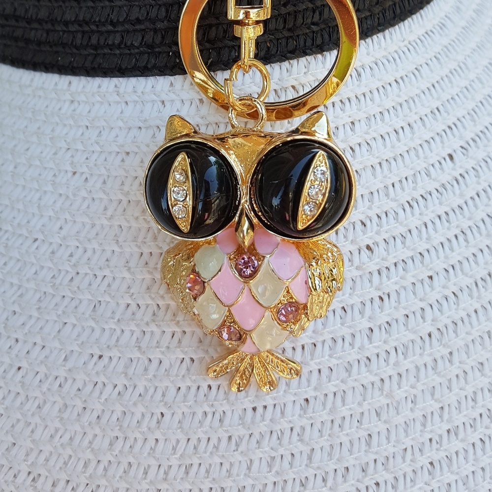 Owl Rhinestone Keychain