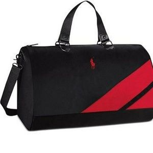 New black red polo duffel bag