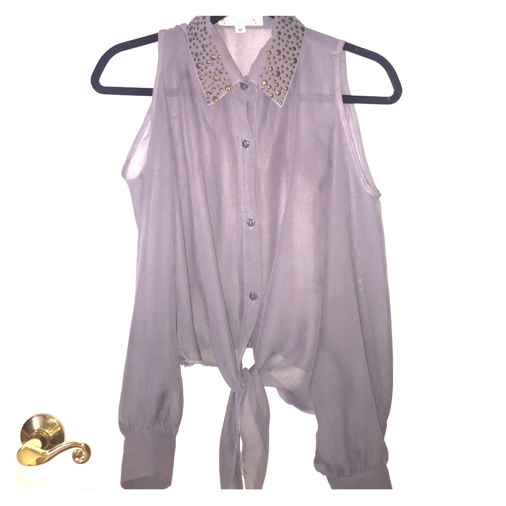 Grey Button Down Blouse