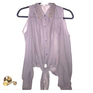 Grey Button Down Blouse