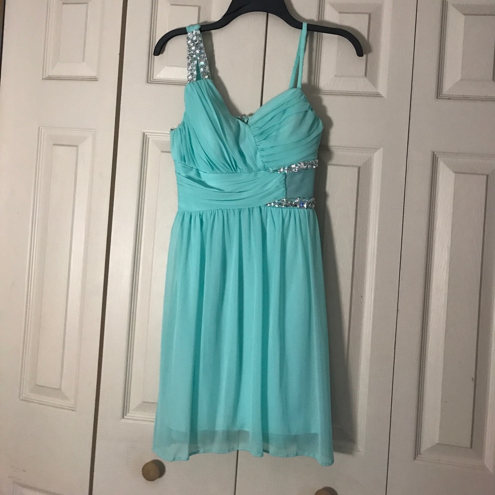 Macy's mint blue semi formal dress